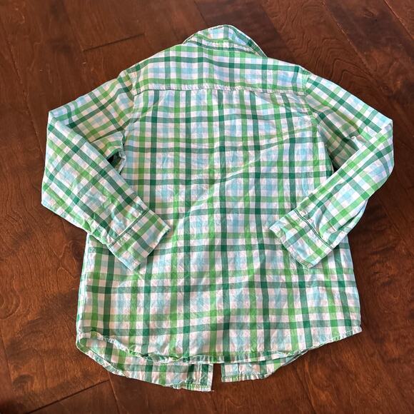 Crazy 8 Boys Medium 7/8 Green Plaid Button Down Shirt Collared Preppy - Picture 5 of 5